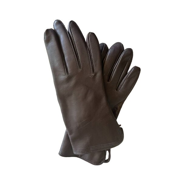 Womans Brown Leather Gloves With 100% Acrylic Lining By Fownes - Picture 1 of 5